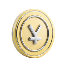 Obraz premium A close-up view of a golden coin featuring the Japanese Yen symbol, symbolizing finance and investment, Isolated on transparent Background