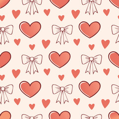 Hand-Drawn Heart Vector Pattern – Romantic Doodle Seamless Background