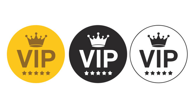 V I P membership icons with crowns and stars vector