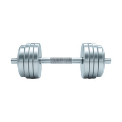 Fototapeta premium A shiny silver dumbbell, perfect for fitness and bodybuilding themes, Isolated on transparent Background
