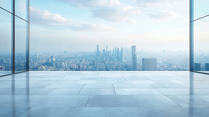 City skyline and plaza platform car advertising background image