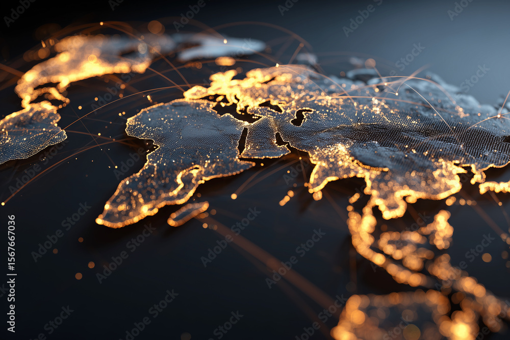 Poster a globe with a network of lines and dots surrounding it