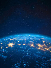 Blue Earth horizon background in space