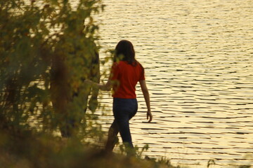 woman walking on the beach