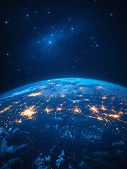 Blue Earth horizon background in space