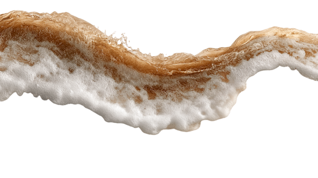 Golden sand texture in wave shape, beach theme, close-up pattern, isolated on transparent background PNG