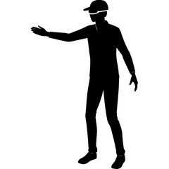 Fototapeta premium Person wearing cap and shirt gesturing silhouette male