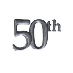 Number 50th 3D render with silver color	

