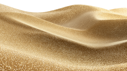 Golden sand texture in wave shape, beach theme, close-up pattern, isolated on transparent background PNG