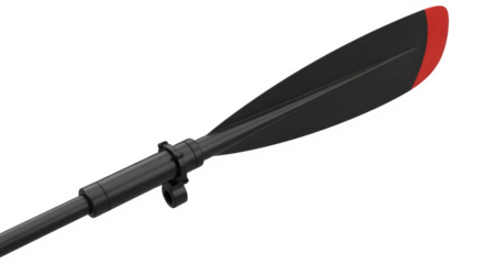 Kayak paddle black and red blade equipment for boating water sports gear and accessories for recreation on transparent background