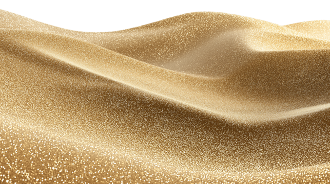Golden sand texture in wave shape, beach theme, close-up pattern, isolated on transparent background PNG - Powered by Adobe