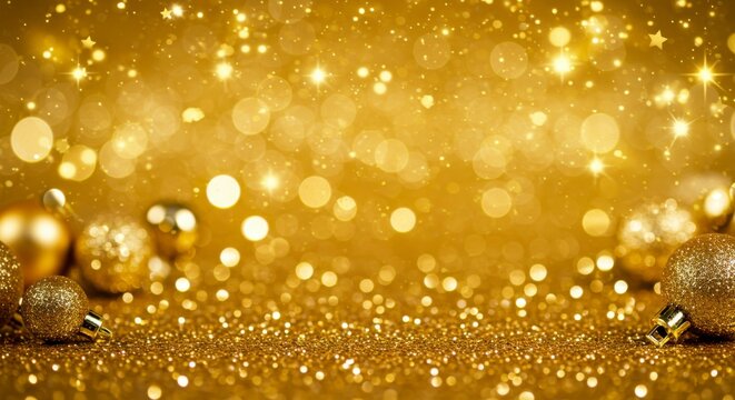 Gold holiday background with ornaments