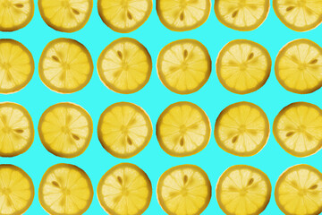 Lemon Fruit Cuts Pattern, Yellow Limon Slices Flying Minimal Background, Fresh Diet Citron