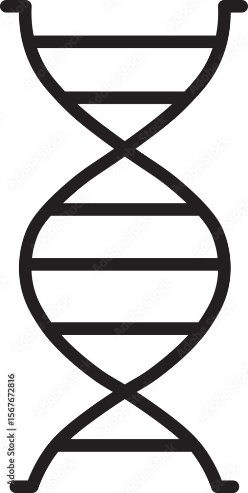 Poster dna double helix black outline simple design isolated on transparency background symbolizing genetic