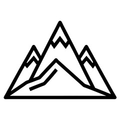 Clean Mountain Peak Icon – Black and White Line Art Vector