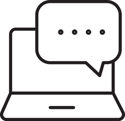 Laptop chat bubble communication technology digital online message icon outline simple modern minimal black white interface web internet device symbol connection conversation computer screen