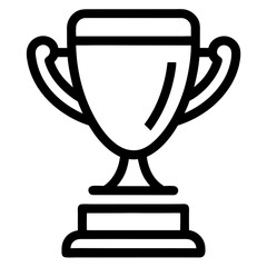 trophy cup with a central star minimal outline style on transparent background for web and graphic design