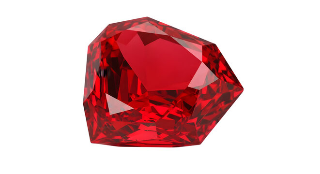 Ruby gemstone faceted precious stone red jewelry gem bright mineral jewel cut crystal treasure stone on transparent background