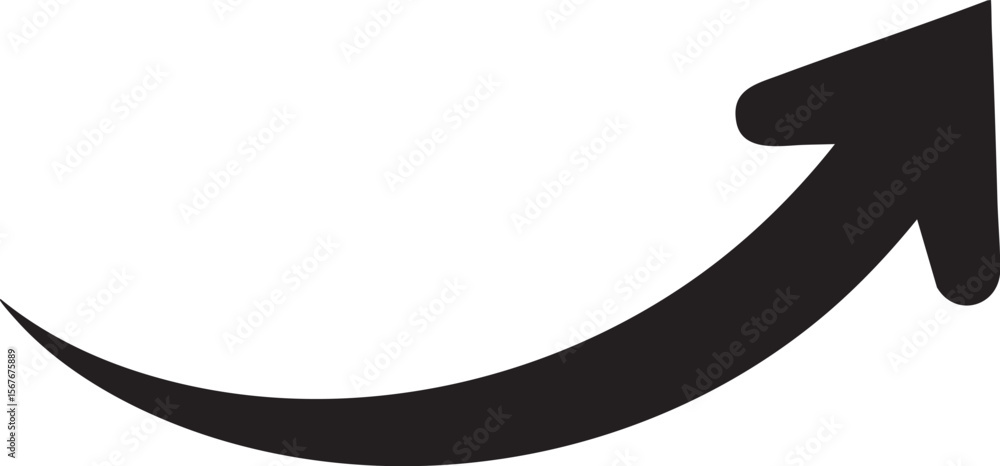 Fototapete Curved Arrow Pointing Upward - Dynamic Navigation Symbol for Web Design and User Interface, Isolated on Transparent Background for Easy Integration