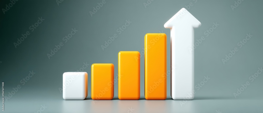 Poster A bar graph shows growth and success with an arrow pointing upwards now.