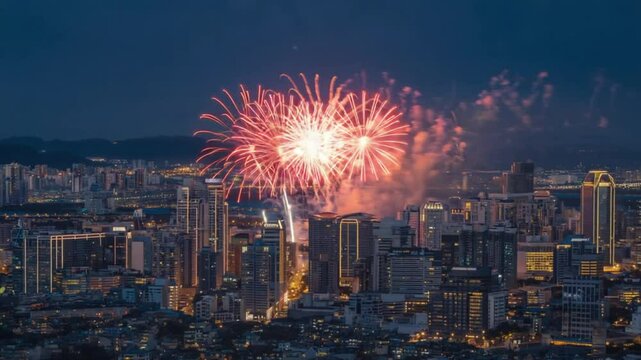 親子で楽しむ、夏の夜の花火、感動の瞬間、親子と花火大会
