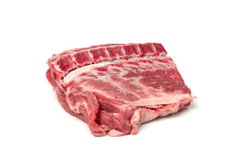 Raw lamb rack isolated, fresh mutton fillet with ribs, tenderloin pieces, mutton rump sirloin meat