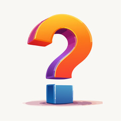 Colorful Question Mark: A vibrantly colored question mark stands tall, rendered in a blend of orange, yellow, and blue tones, symbolizing inquiry and uncertainty.