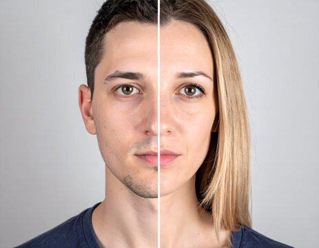 A man and woman with different facial expressions