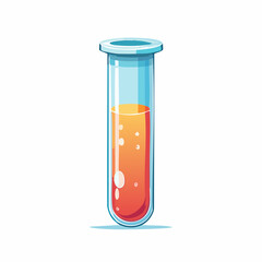 Science Lab Test Tube: A transparent glass test tube, holding a vibrant, orange-colored liquid, symbolizes scientific exploration and discovery within a laboratory setting.