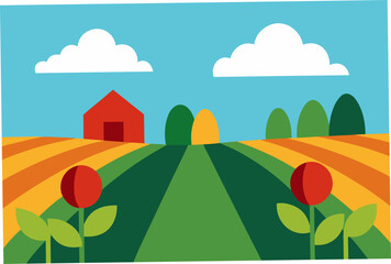 Fototapeta premium autumn landscape with houses