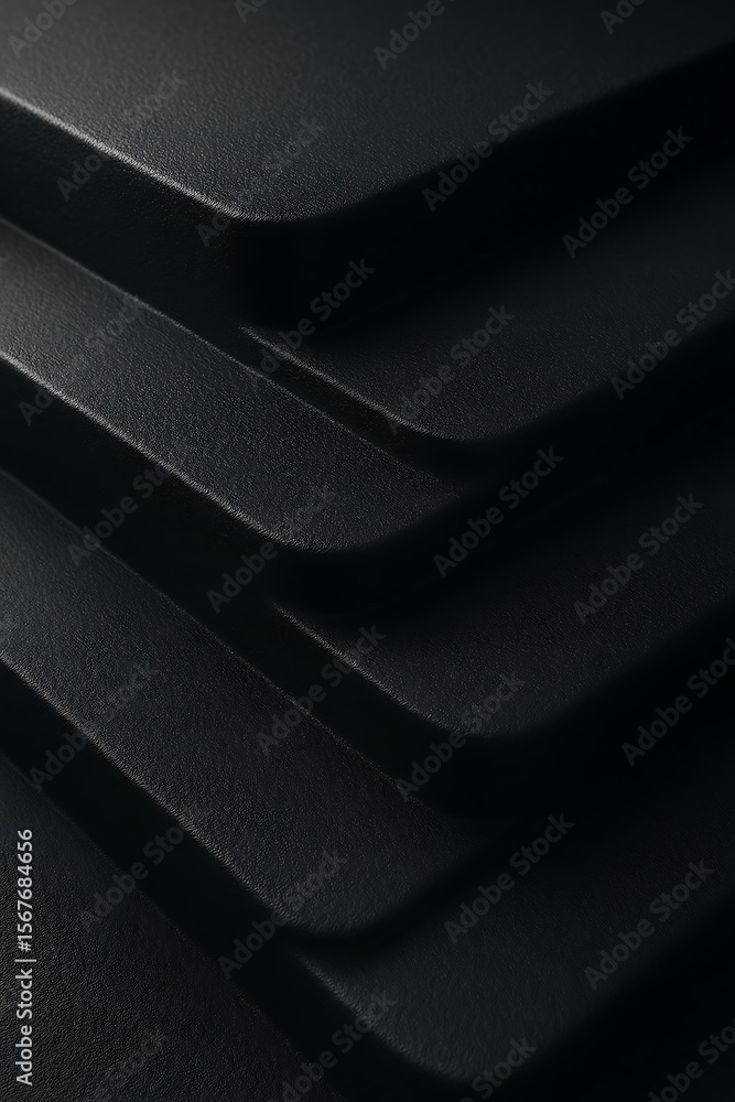 Aufkleber abstract monochrome close-up of textured dark layered surface with shadows and subtle lighting.