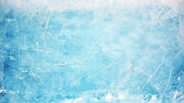 Frosty Ice Surface Texture with Cracks and Snowflakes for Winter Design Backgrounds
