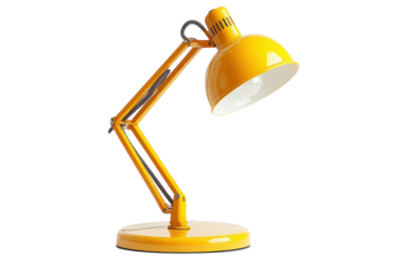 Bright Yellow Desk Lamp Adjustable Lighting for Home Office Reading and Study Modern Interior on transparent background