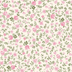 seamless connecting  beautiful pink rose flower print pattern for summers 