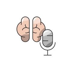 Dementia Alert Icon, Brain Microphone Early Detection.