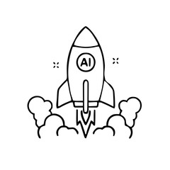 AI Rocket Launch Icon for Technology Startup. (AI Generated)