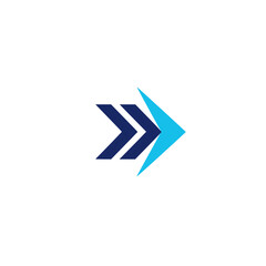 A sleek blue arrow design, pointing forward, often used to represent direction or progress.