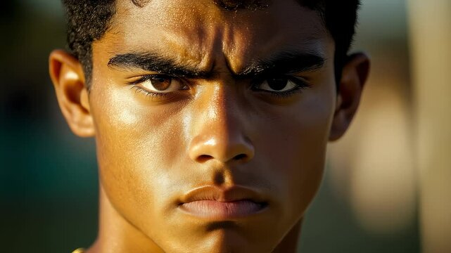 Close-up of a Young Man with Determined Eyes