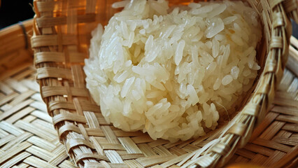 Sticky rice in bamboo basket