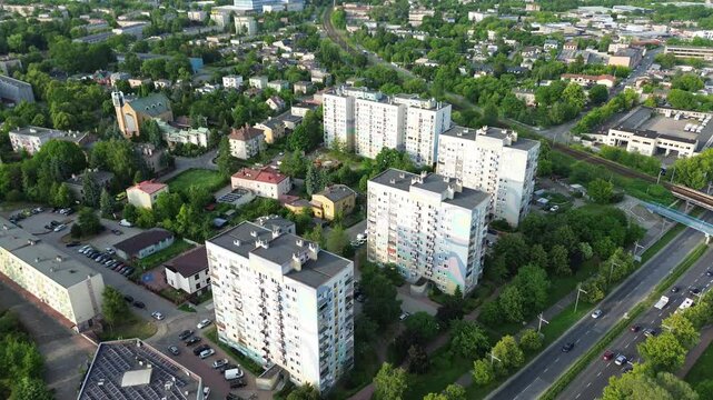 Modern cityscape with residential tower blocks