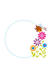 Frame made of bees and flowers