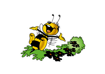 Very happy bee rejoicing over spring