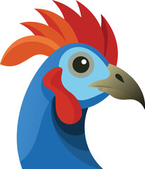 Obraz premium Rooster Vector Cartoon Blue Head