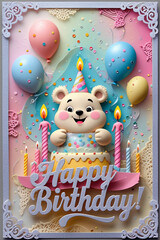 happy birthday card with bunny
