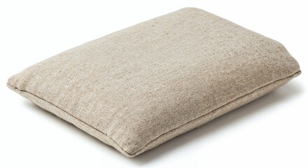 Linen aromatherapy pouch isolated on pure white background, photorealistic, natural fibers detail