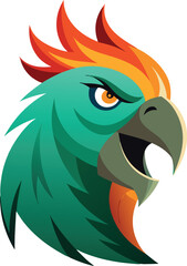 Obraz premium Green and Orange Tropical Bird Vector