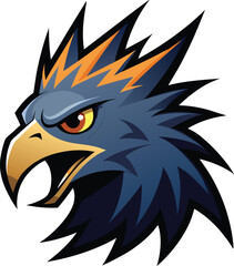 Fototapeta premium Blue Spiky Bird Head Vector