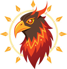 Obraz premium Fiery Phoenix Bird Head Vector