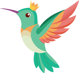 Obraz premium Colorful Hummingbird with Crown Vector