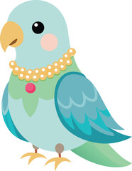 Blue Parrot with Pearls Vector